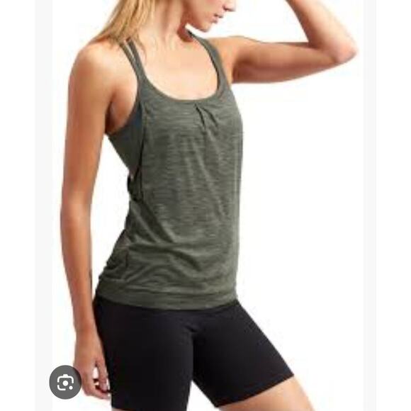 Athleta Shadow Stripe‎ Energize Tank Jasper Green Size Medium - Picture 1 of 12